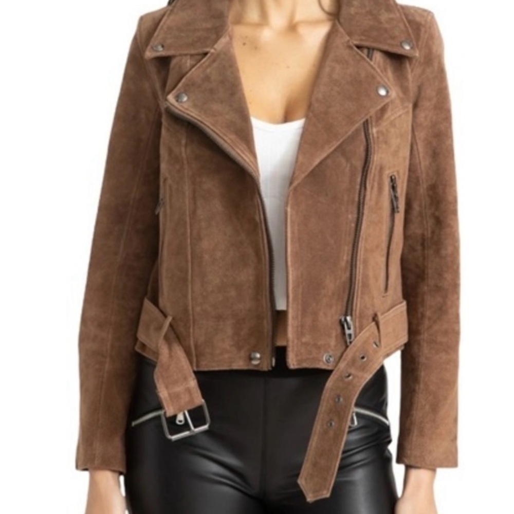 Blank NYC Tan Suede Leather Jacket